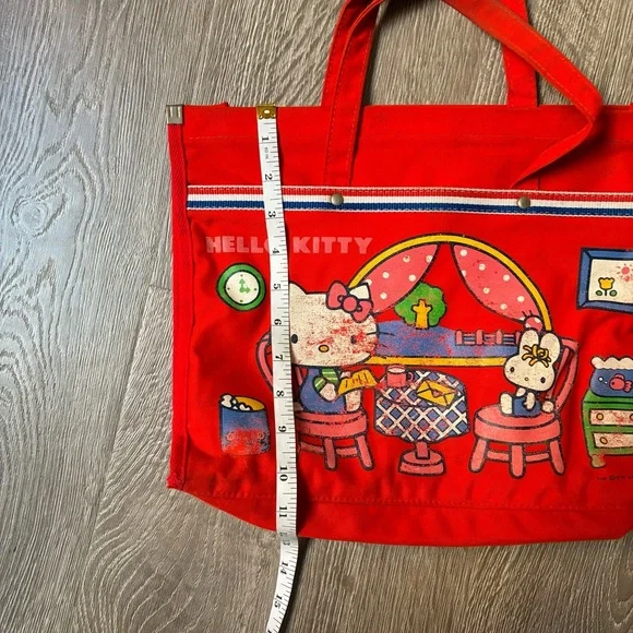 1976 Sanrio Hello Kitty Vintage Red Canvas Tote Bag - Picture 5 of 10